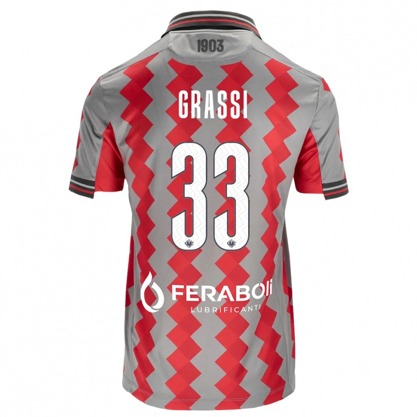Danxen Herren Alberto Grassi #33 Grau Rot Weiß Heimtrikot Trikot 2026/27 T-Shirt