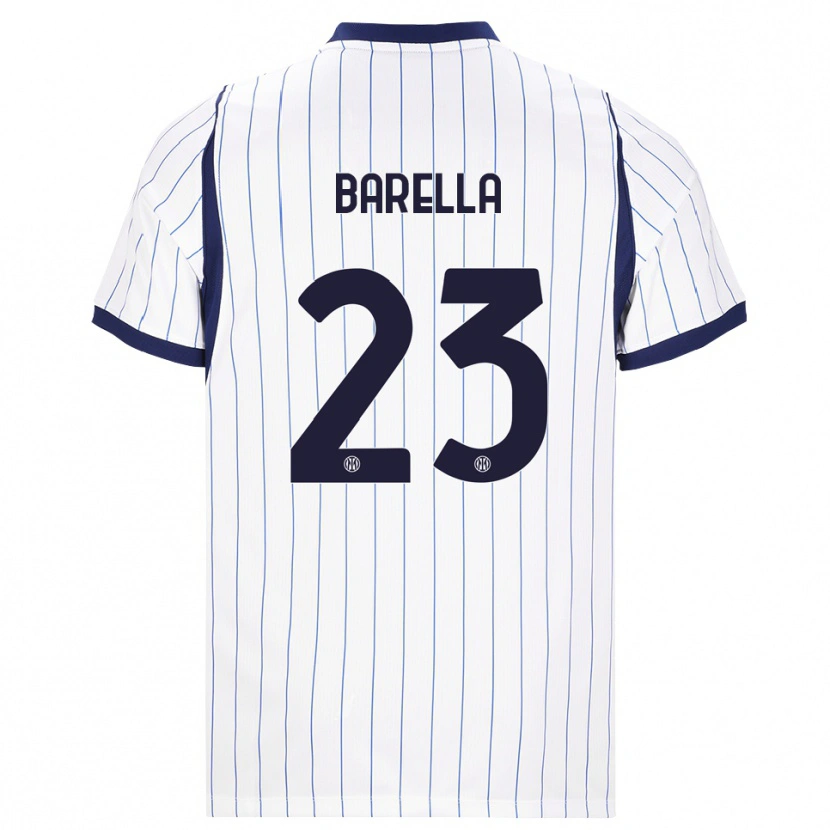 Danxen Herren Nicolò Barella #23 Weiß Dunkelblau Auswärtstrikot Trikot 2026/27 T-Shirt