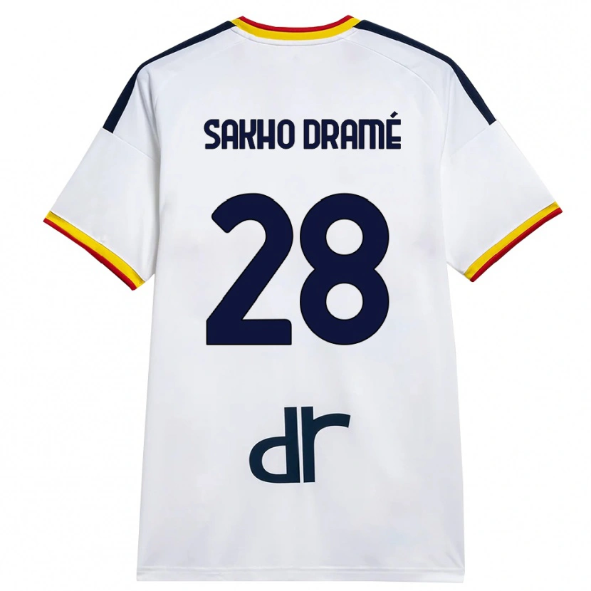 Danxen Herren Samba Sakho Dramé #28 Weiß Gelb Rot Auswärtstrikot Trikot 2026/27 T-Shirt
