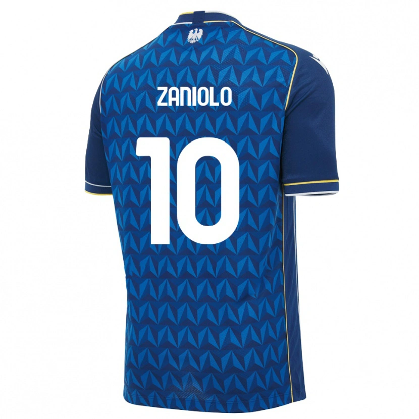 Danxen Herren Nicolò Zaniolo #10 Königsblau Weiß Blau Auswärtstrikot Trikot 2026/27 T-Shirt