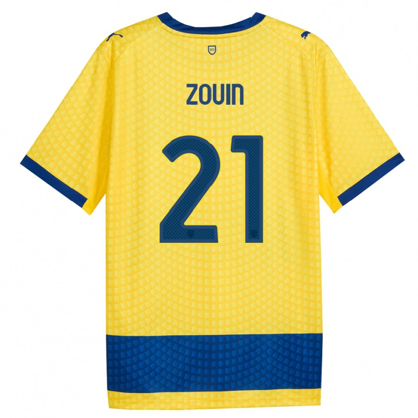 Danxen Herren Aymen Zouin #21 Gelb Blau Schwarz Auswärtstrikot Trikot 2026/27 T-Shirt