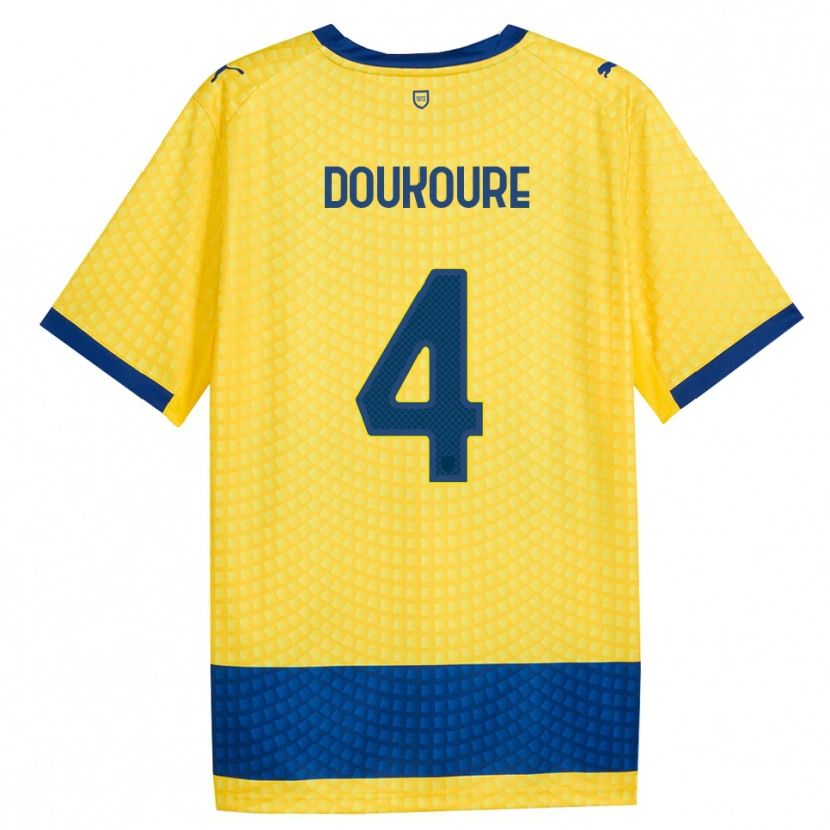 Danxen Herren Vamoussa Doukoure #4 Gelb Blau Schwarz Auswärtstrikot Trikot 2026/27 T-Shirt