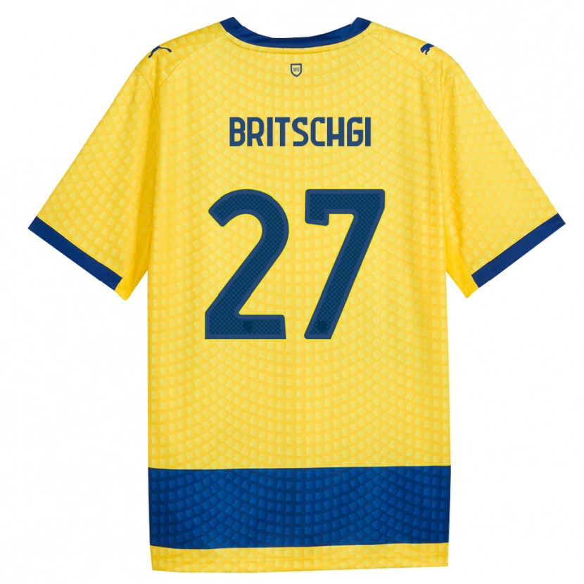 Danxen Herren Sascha Britschgi #27 Gelb Blau Schwarz Auswärtstrikot Trikot 2026/27 T-Shirt
