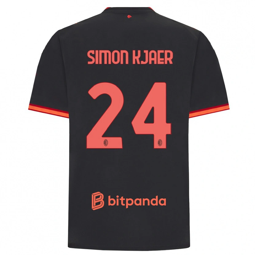 Danxen Herren Simon Kjaer #24 Schwarz Rot Ausweichtrikot Trikot 2026/27 T-Shirt