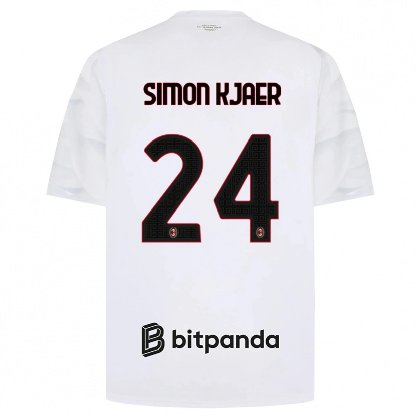 Danxen Damen Simon Kjaer #24 Weiß Rot Schwarz Auswärtstrikot Trikot 2026/27 T-Shirt