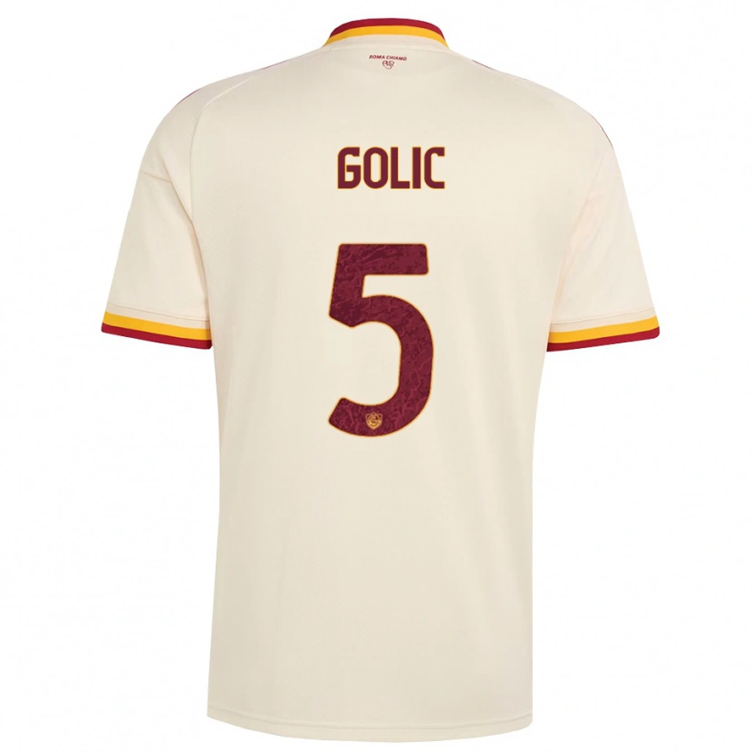 Danxen Damen Lovro Golic #5 Champagner Rot Gelb Auswärtstrikot Trikot 2026/27 T-Shirt