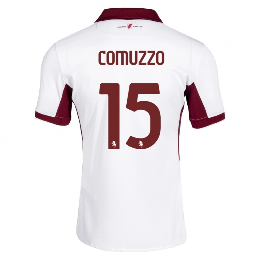 Danxen Damen Pietro Comuzzo #15 Burgund Weiß Rot Auswärtstrikot Trikot 2026/27 T-Shirt