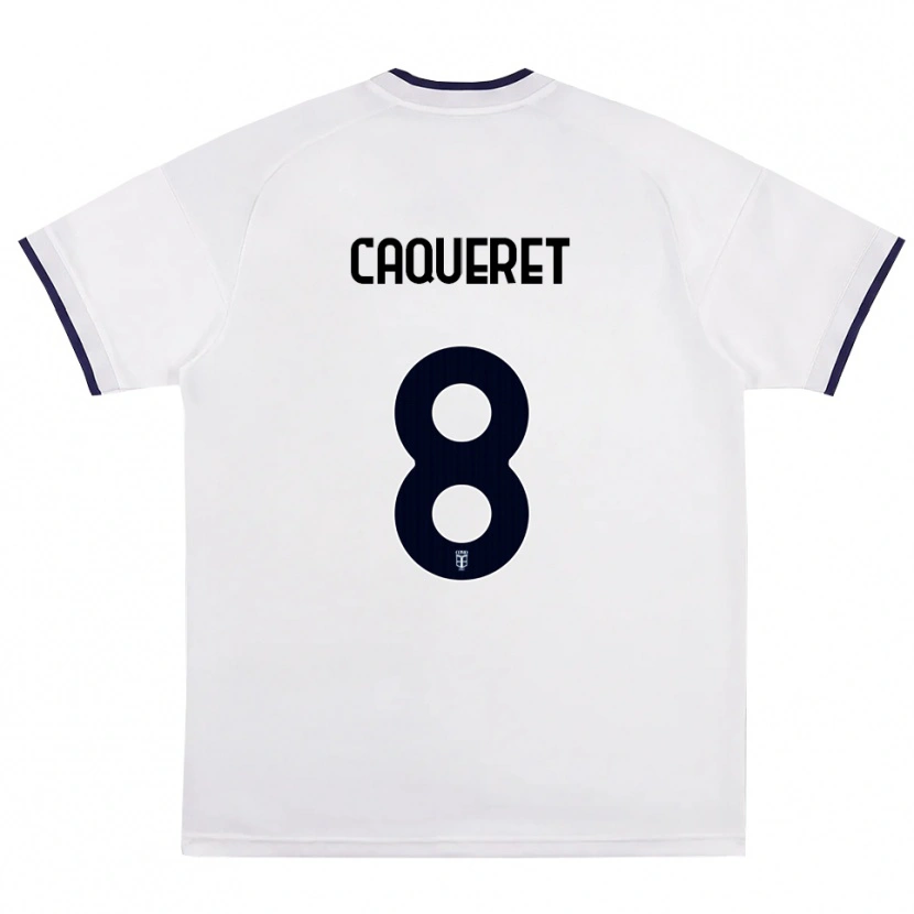Danxen Damen Maxence Caqueret #8 Weiß Rot Königsblau Auswärtstrikot Trikot 2026/27 T-Shirt