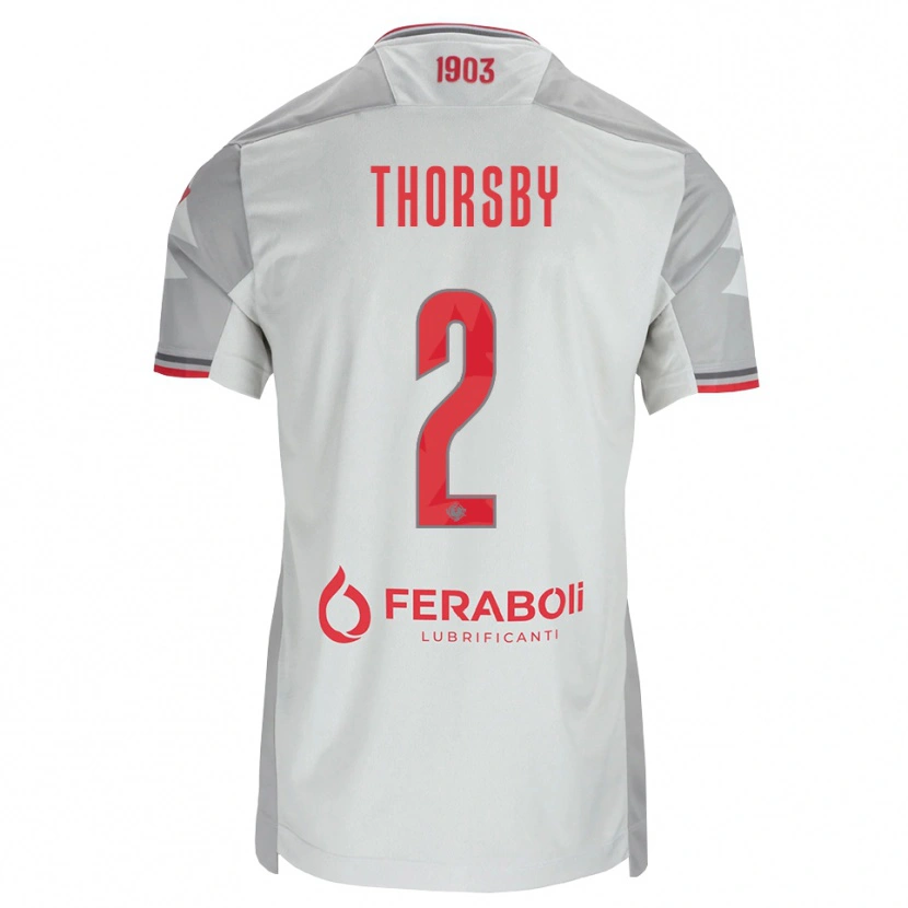 Danxen Damen Morten Thorsby #2 Grau Weiß Rot Auswärtstrikot Trikot 2026/27 T-Shirt