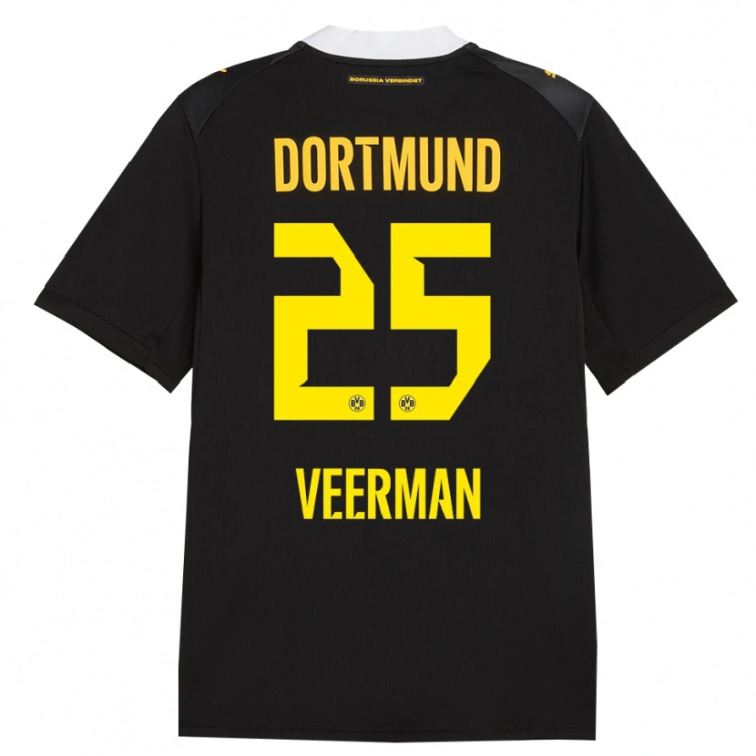 Danxen Kinder Joey Veerman #25 Schwarz Rot Gelb Auswärtstrikot Trikot 2026/27 T-Shirt