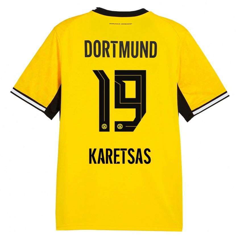 Danxen Kinder Konstantinos Karetsas #19 Gelb Schwarz Weiß Heimtrikot Trikot 2026/27 T-Shirt