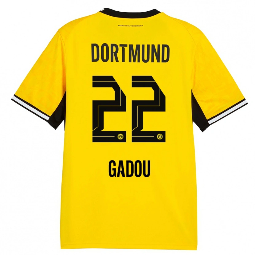 Danxen Kinder Joane Gadou #22 Gelb Schwarz Weiß Heimtrikot Trikot 2026/27 T-Shirt