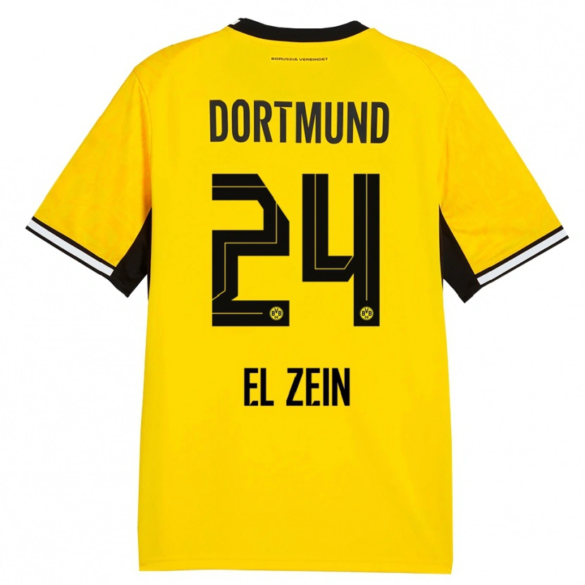 Danxen Kinder Abu-Bekir Omer El-Zein #24 Gelb Schwarz Weiß Heimtrikot Trikot 2026/27 T-Shirt