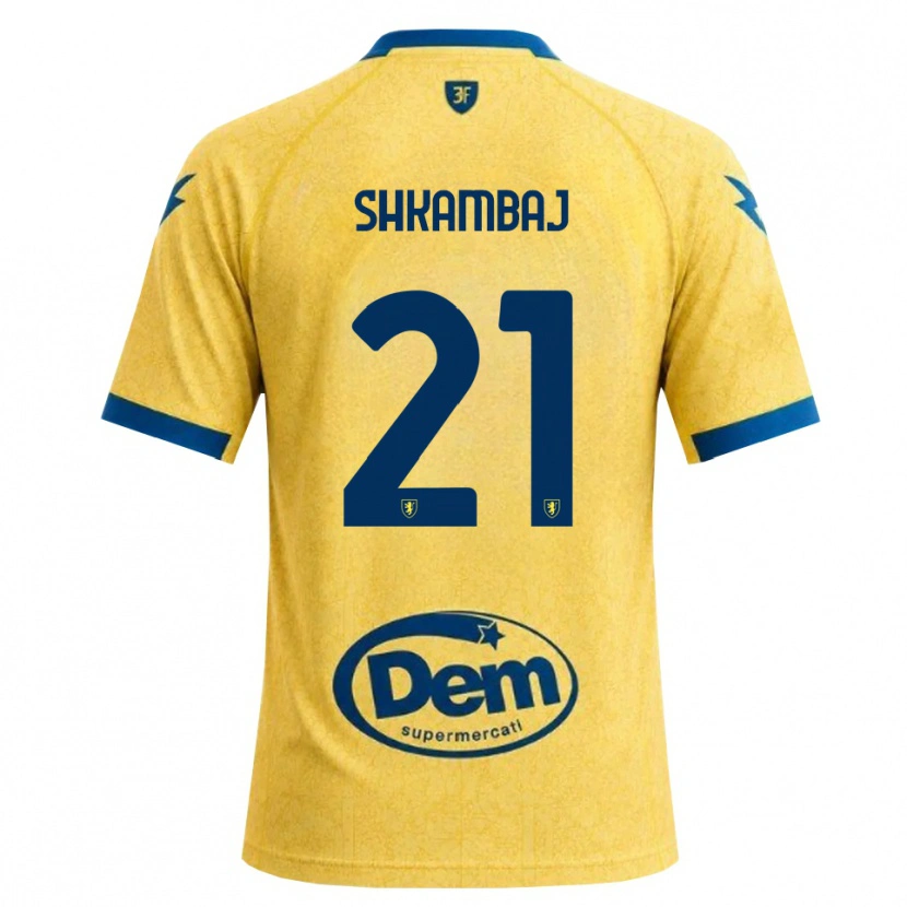 Danxen Kinder Ardit Shkambaj #21 Khaki Schwarz Blau Heimtrikot Trikot 2026/27 T-Shirt