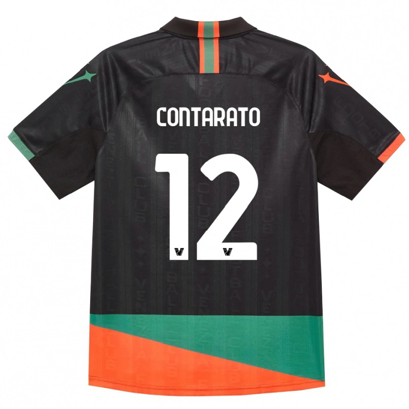 Danxen Kinder Ettore Contarato #12 Schwarz Orange Grün Heimtrikot Trikot 2026/27 T-Shirt