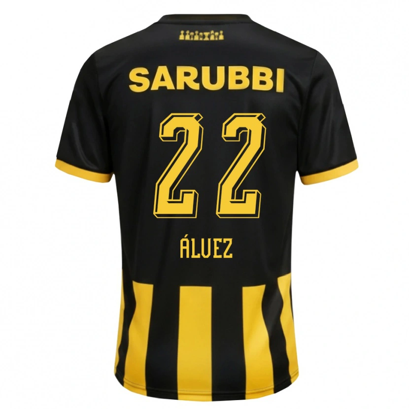 Danxen Kinder Facundo Álvez #22 Schwarz Gelb Heimtrikot Trikot 2026/27 T-Shirt