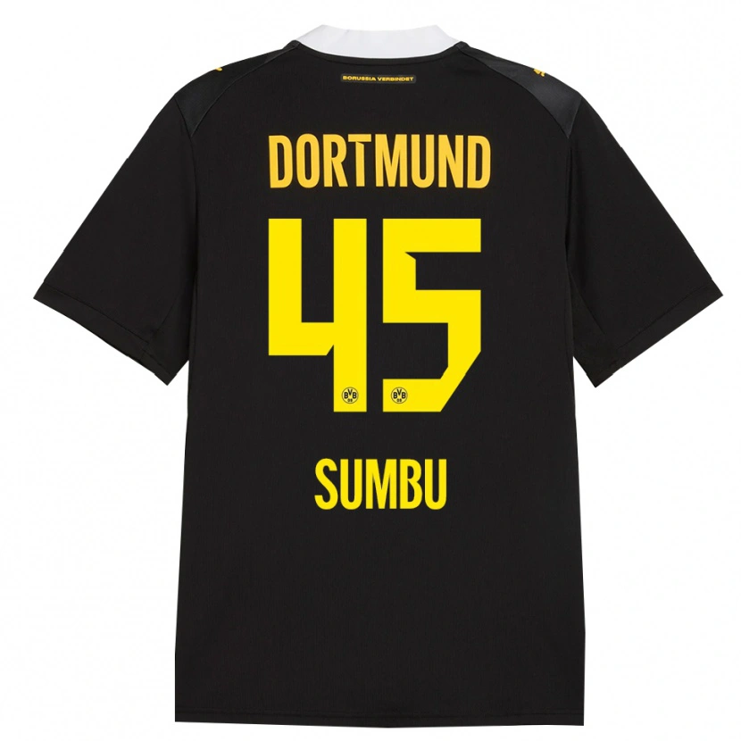 Danxen Kinder Daniel Sumbu #45 Schwarz Rot Gelb Auswärtstrikot Trikot 2026/27 T-Shirt
