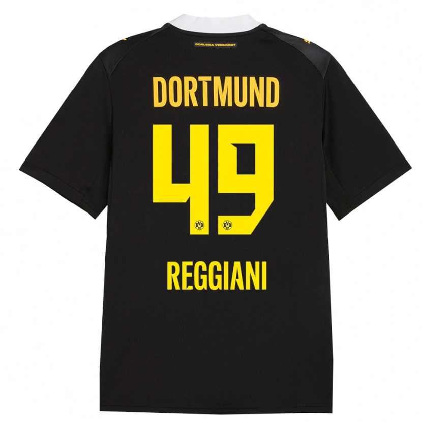 Danxen Kinder Luca Reggiani #49 Schwarz Rot Gelb Auswärtstrikot Trikot 2026/27 T-Shirt