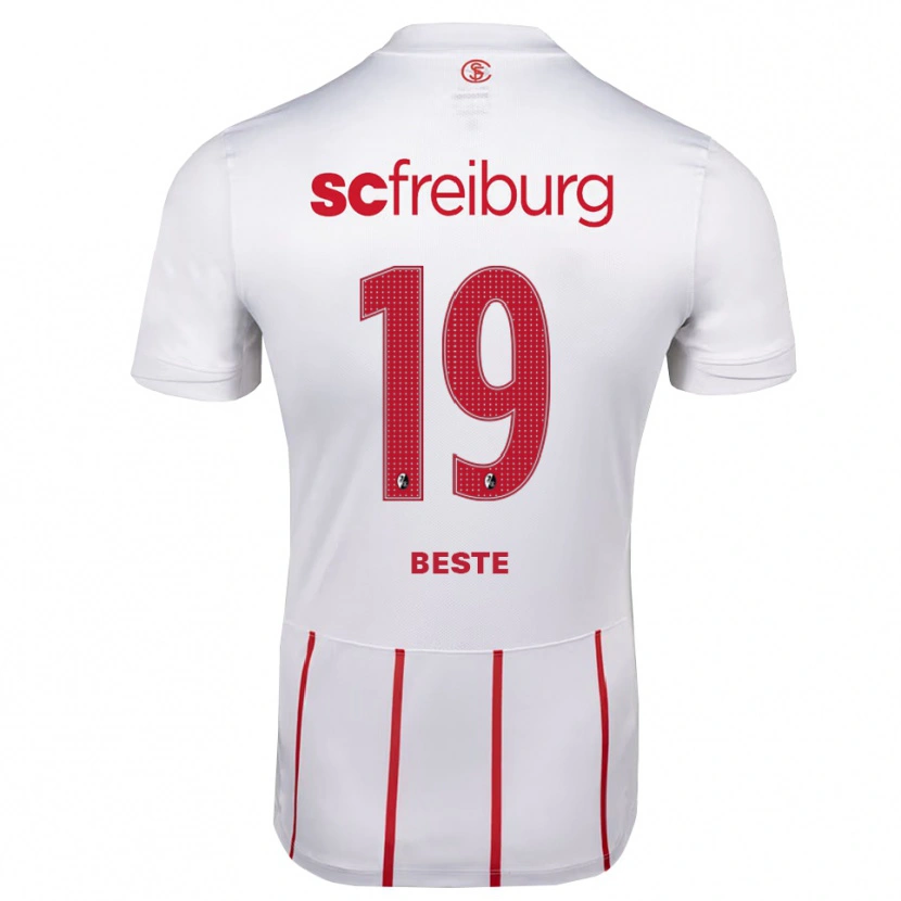 Danxen Kinder Niklas Beste #19 Weiß Rot Gelb Auswärtstrikot Trikot 2026/27 T-Shirt