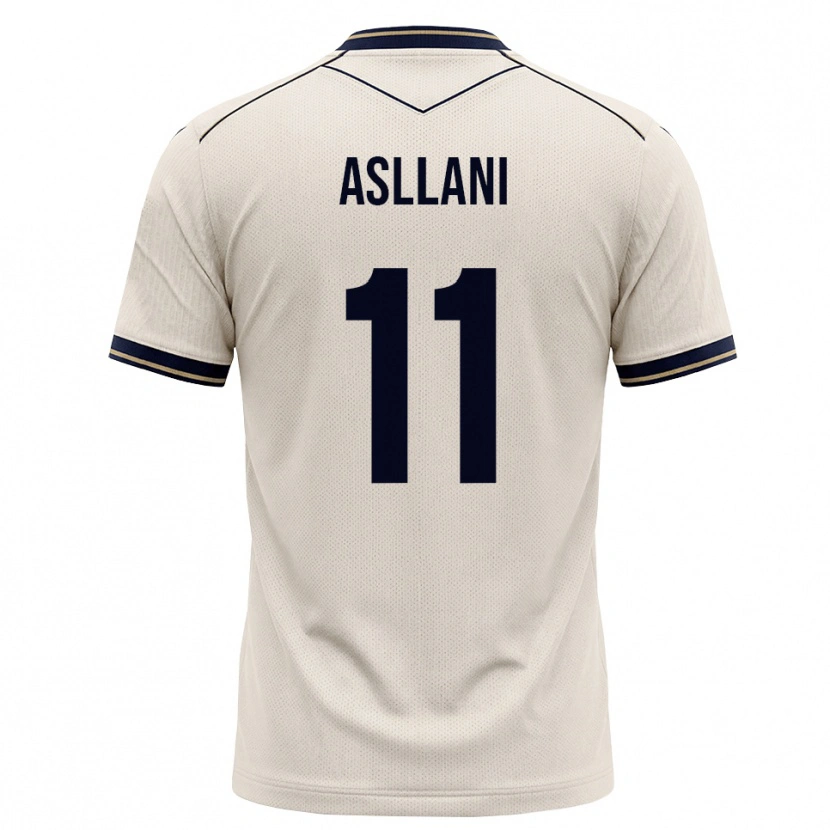 Danxen Kinder Fisnik Asllani #11 Creme Tiefblau Auswärtstrikot Trikot 2026/27 T-Shirt