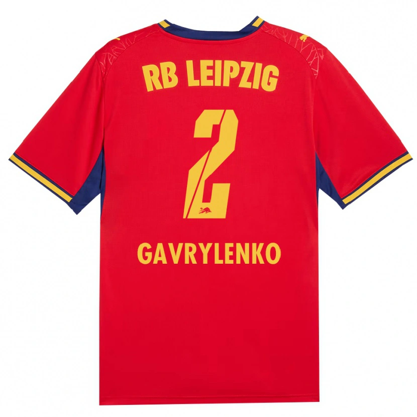 Danxen Kinder Oleksandr Gavrylenko #2 Rot Gelb Königsblau Auswärtstrikot Trikot 2026/27 T-Shirt