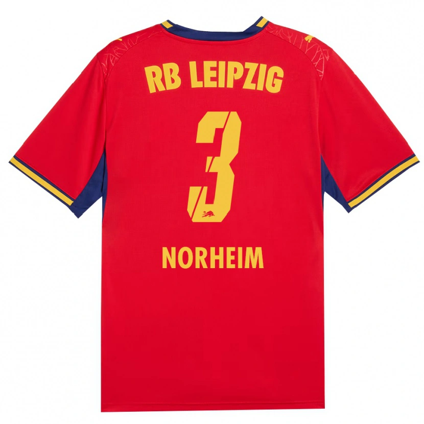 Danxen Kinder Andrea Norheim #3 Rot Gelb Königsblau Auswärtstrikot Trikot 2026/27 T-Shirt