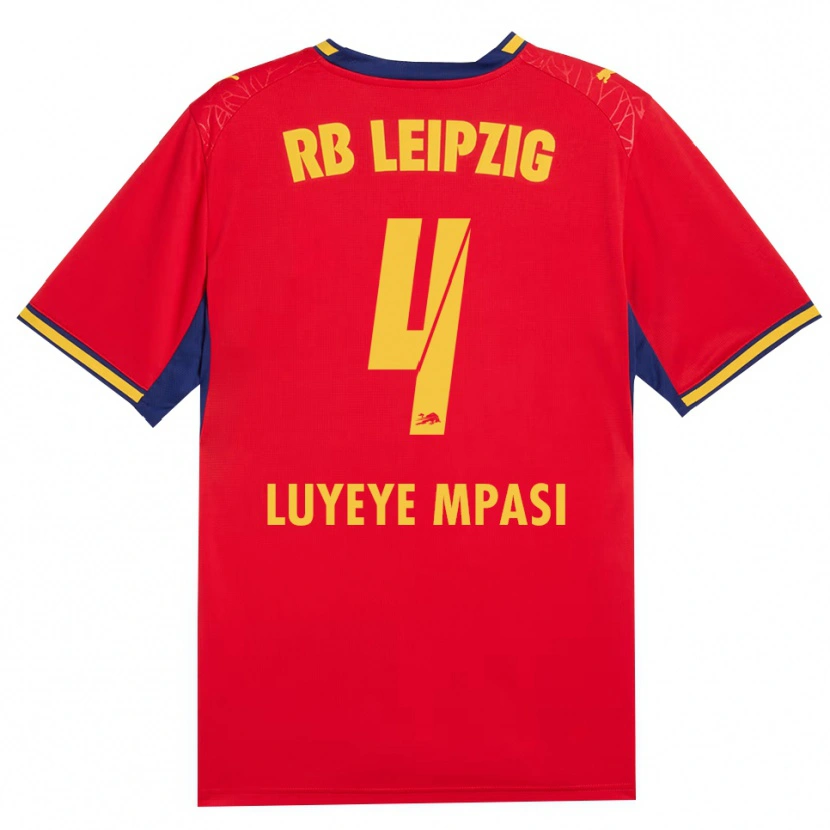 Danxen Kinder Seal Luyeye Mpasi #4 Rot Gelb Königsblau Auswärtstrikot Trikot 2026/27 T-Shirt