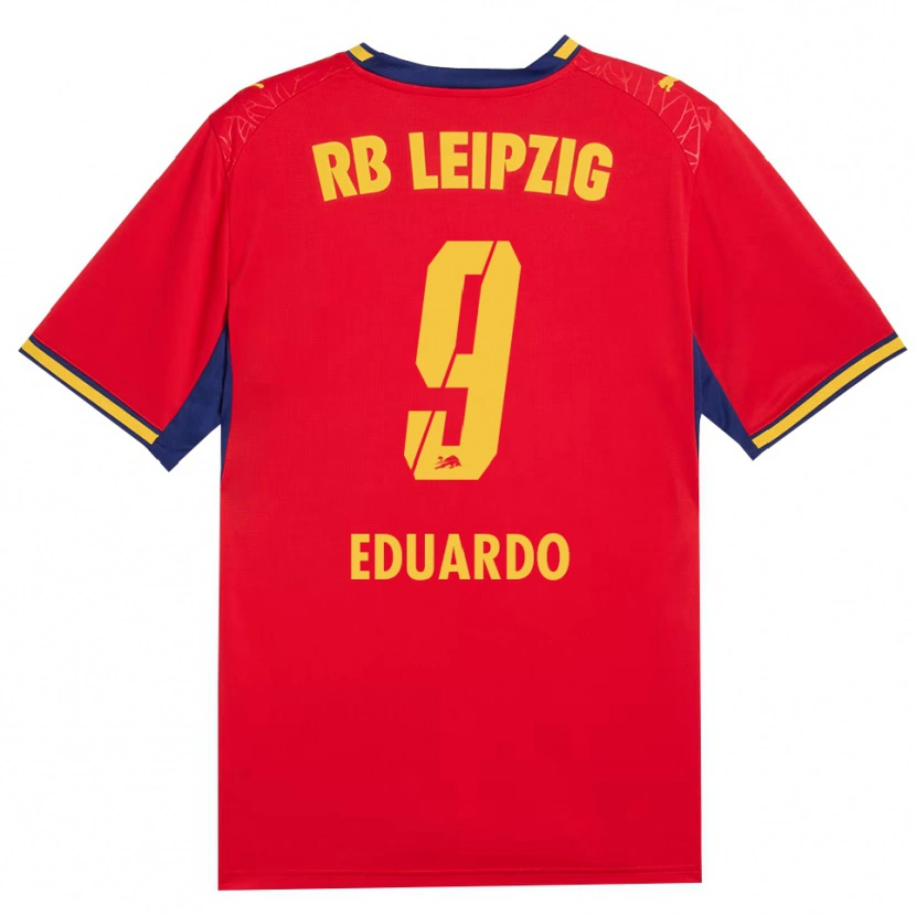 Danxen Kinder Yannick Eduardo #9 Rot Gelb Königsblau Auswärtstrikot Trikot 2026/27 T-Shirt
