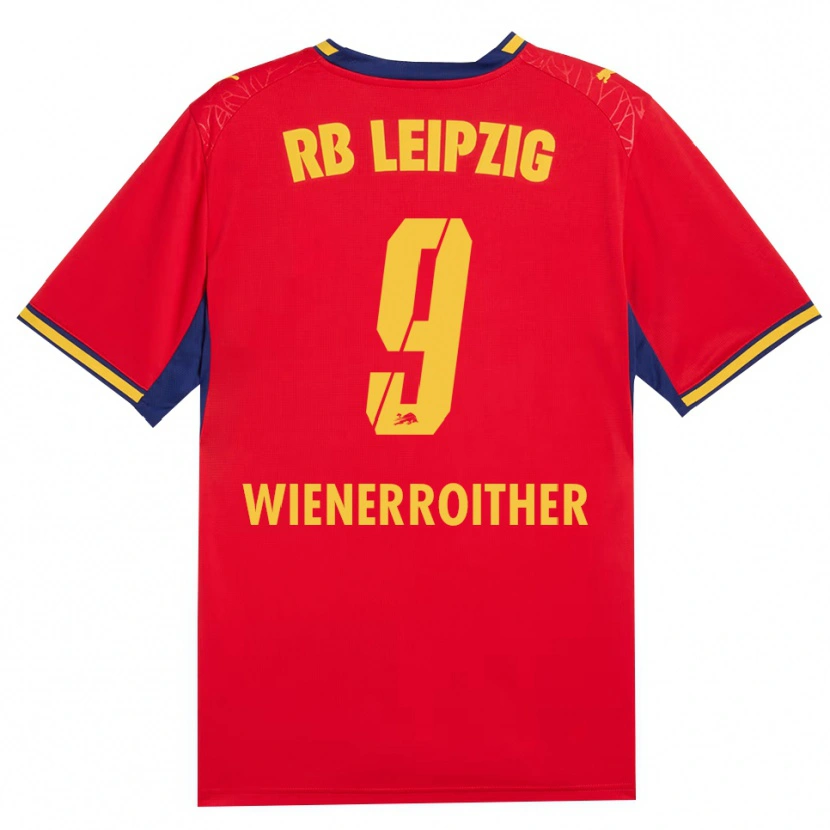 Danxen Kinder Katja Wienerroither #9 Rot Gelb Königsblau Auswärtstrikot Trikot 2026/27 T-Shirt