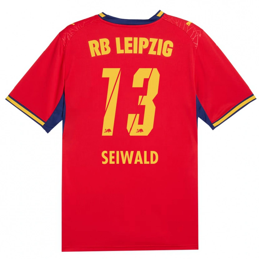 Danxen Kinder Nicolas Seiwald #13 Rot Gelb Königsblau Auswärtstrikot Trikot 2026/27 T-Shirt