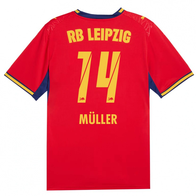 Danxen Kinder Hannes Müller #14 Rot Gelb Königsblau Auswärtstrikot Trikot 2026/27 T-Shirt