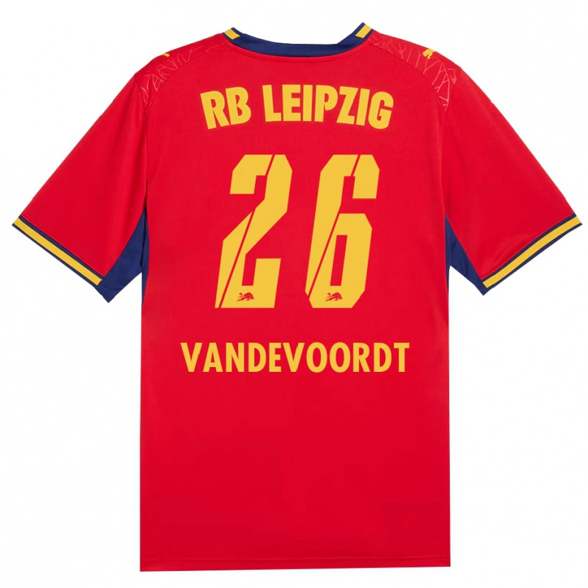 Danxen Kinder Maarten Vandevoordt #26 Rot Gelb Königsblau Auswärtstrikot Trikot 2026/27 T-Shirt