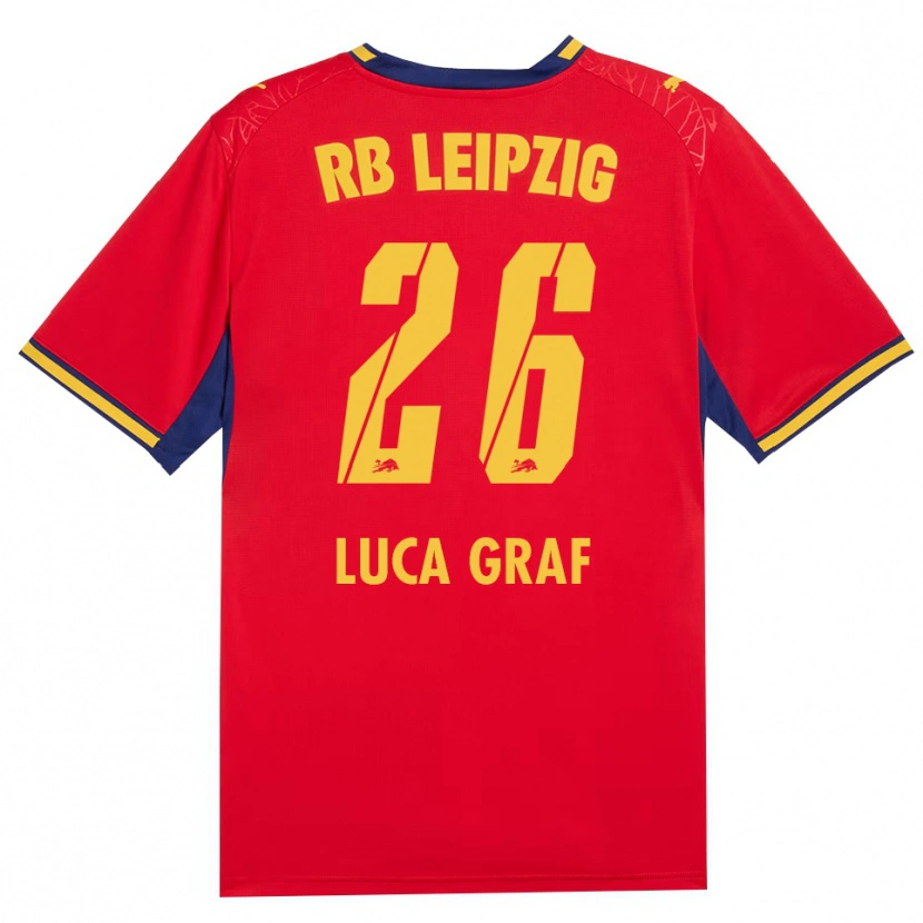 Danxen Kinder Luca Marie Graf #26 Rot Gelb Königsblau Auswärtstrikot Trikot 2026/27 T-Shirt