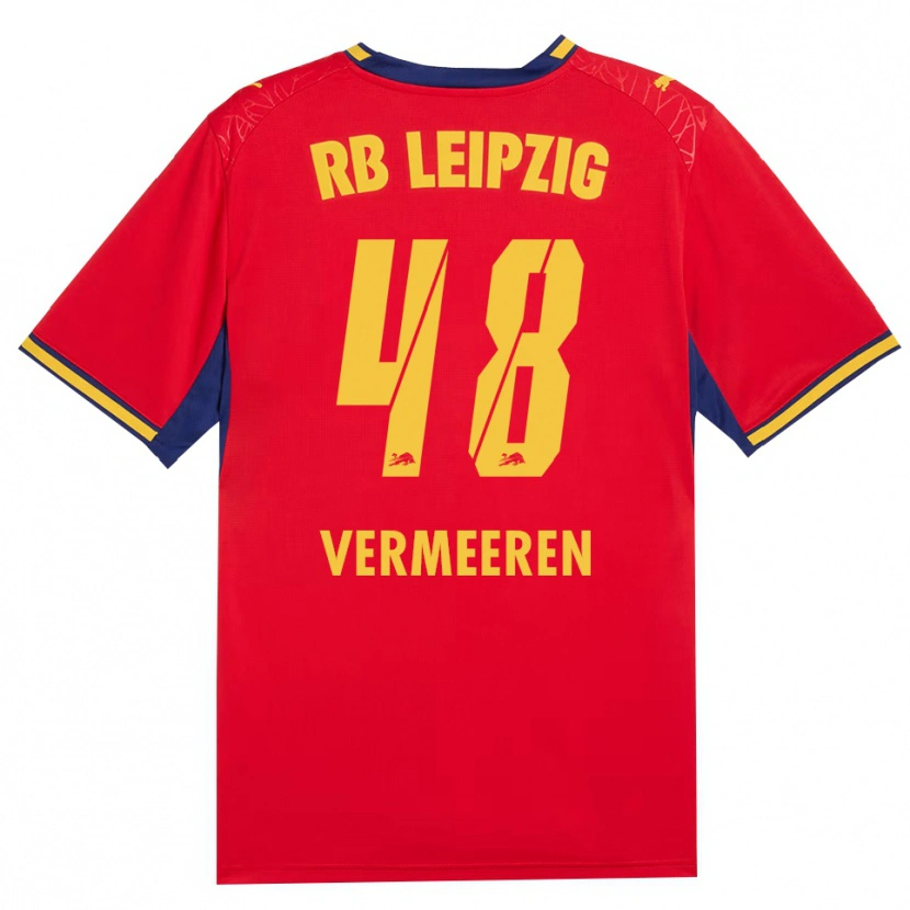 Danxen Kinder Arthur Vermeeren #48 Rot Gelb Königsblau Auswärtstrikot Trikot 2026/27 T-Shirt