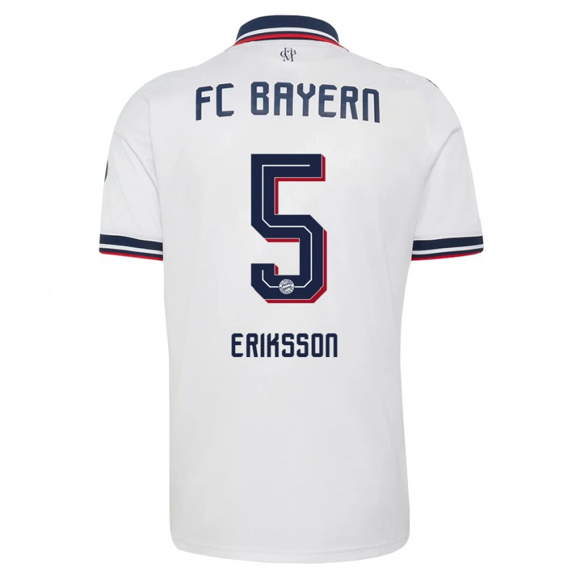 Danxen Kinder Magdalena Eriksson #5 Weiß Grau Rot Auswärtstrikot Trikot 2026/27 T-Shirt