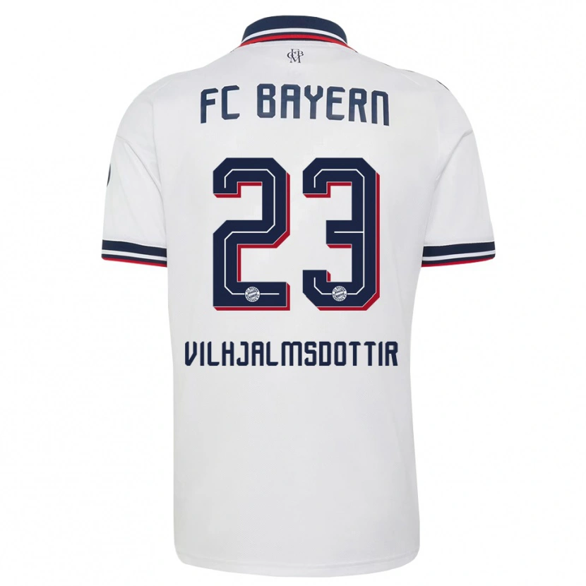 Danxen Kinder Karolina Lea Vilhjalmsdottir #23 Weiß Grau Rot Auswärtstrikot Trikot 2026/27 T-Shirt
