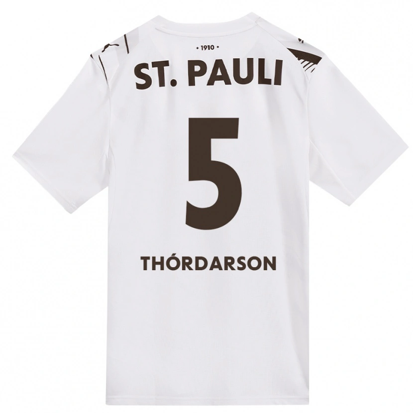 Danxen Kinder Gísli Thórdarson #5 Kaffee Weiß Rot Auswärtstrikot Trikot 2026/27 T-Shirt