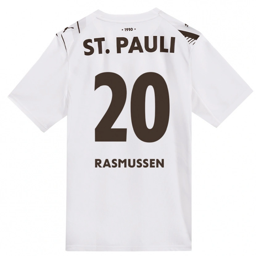 Danxen Kinder Mathias Rasmussen #20 Kaffee Weiß Rot Auswärtstrikot Trikot 2026/27 T-Shirt