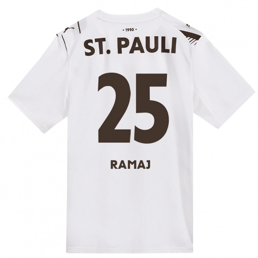 Danxen Kinder Leotrim Ramaj #25 Kaffee Weiß Rot Auswärtstrikot Trikot 2026/27 T-Shirt