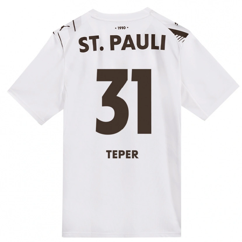 Danxen Kinder M. Teper #31 Kaffee Weiß Rot Auswärtstrikot Trikot 2026/27 T-Shirt