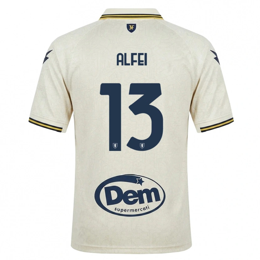 Danxen Kinder Francesco Alfei #13 Oldlace Gelb Schwarz Auswärtstrikot Trikot 2026/27 T-Shirt