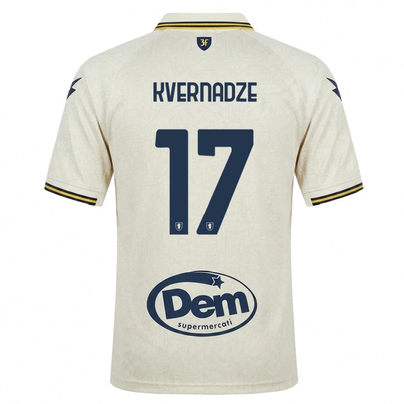 Danxen Kinder Giorgi Kvernadze #17 Oldlace Gelb Schwarz Auswärtstrikot Trikot 2026/27 T-Shirt