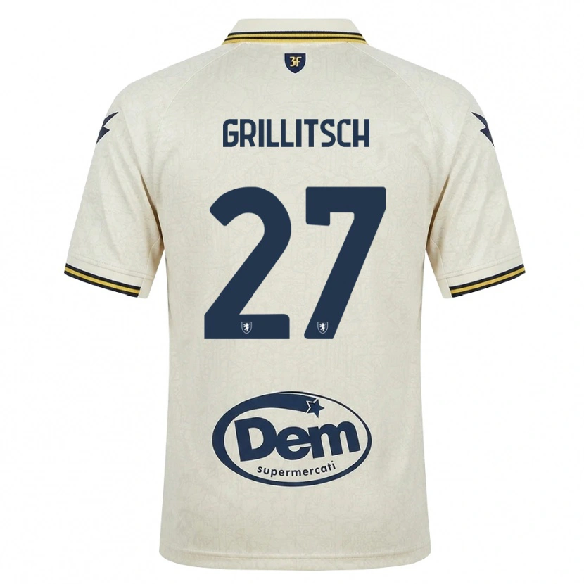 Danxen Kinder Florian Grillitsch #27 Oldlace Gelb Schwarz Auswärtstrikot Trikot 2026/27 T-Shirt