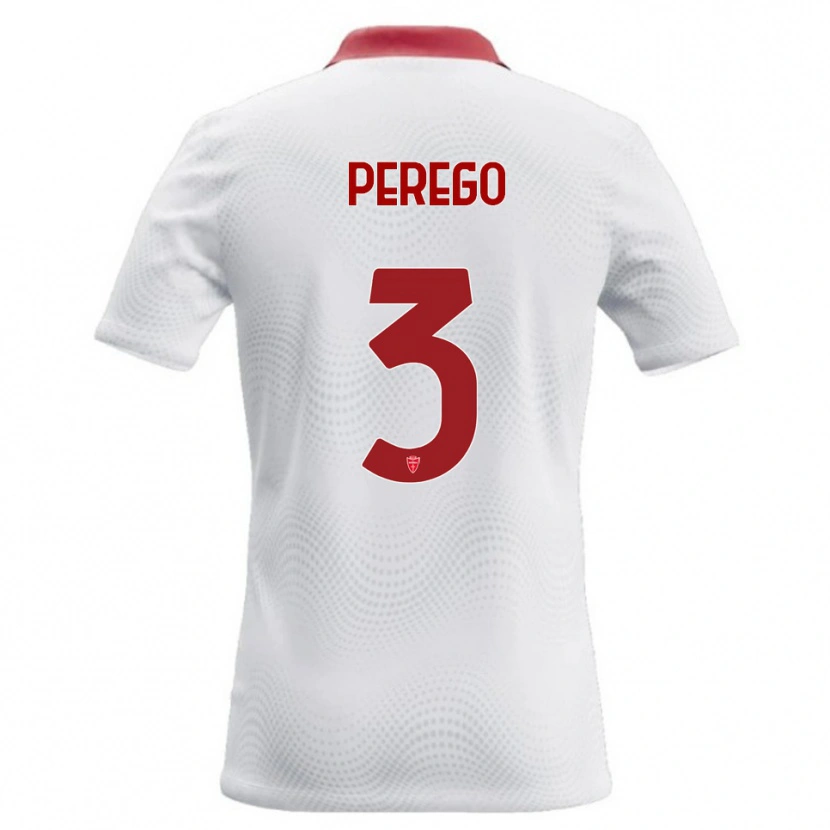 Danxen Kinder Gregorio Perego #3 Weiß Rot Auswärtstrikot Trikot 2026/27 T-Shirt