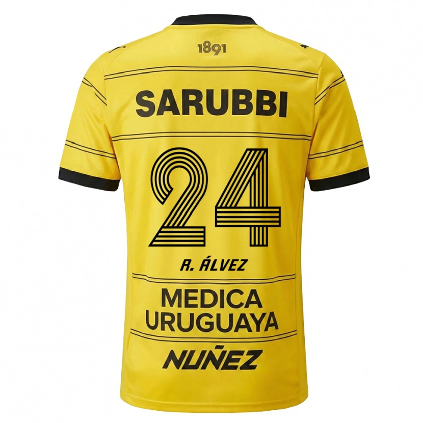Danxen Kinder Rodrigo Álvez #24 Gelb Schwarz Auswärtstrikot Trikot 2026/27 T-Shirt