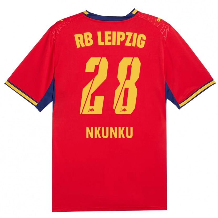 Danxen Herren Christopher Nkunku #28 Rot Gelb Königsblau Auswärtstrikot Trikot 2026/27 T-Shirt