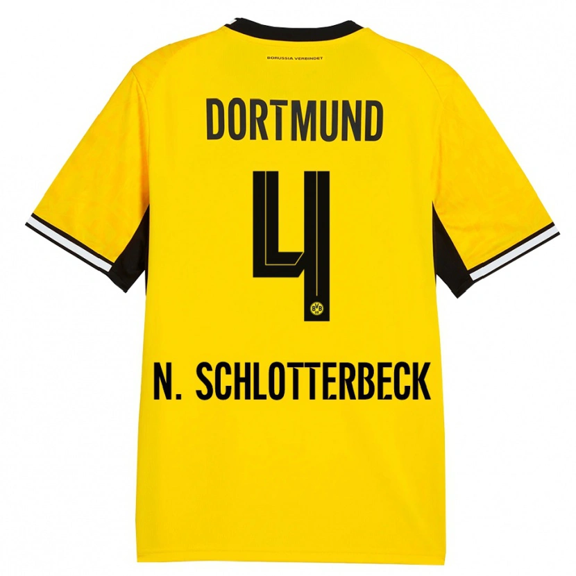 Danxen Herren Nico Schlotterbeck #4 Gelb Schwarz Weiß Heimtrikot Trikot 2026/27 T-Shirt