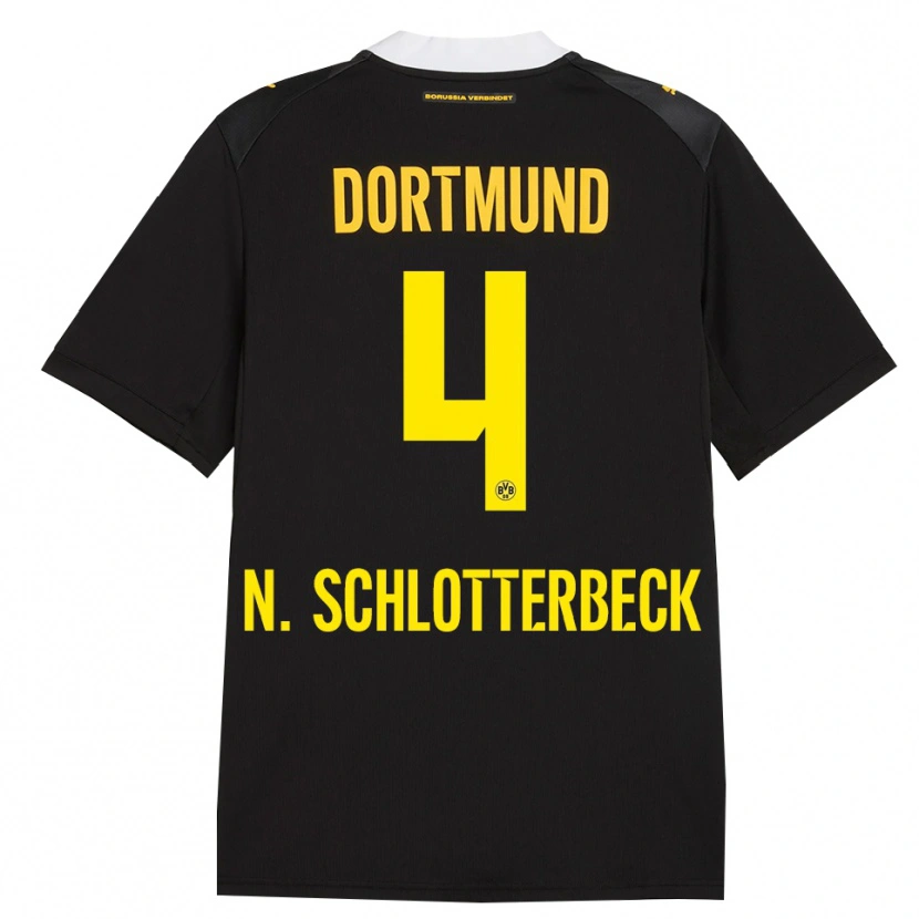 Danxen Herren Nico Schlotterbeck #4 Schwarz Rot Gelb Auswärtstrikot Trikot 2026/27 T-Shirt