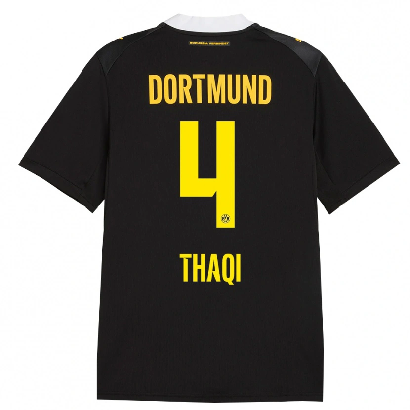 Danxen Herren Albin Thaqi #4 Schwarz Rot Gelb Auswärtstrikot Trikot 2026/27 T-Shirt