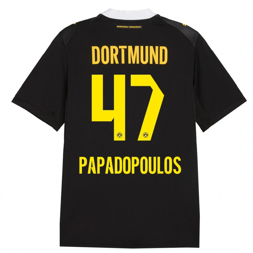 Danxen Herren Antonios Papadopoulos #47 Schwarz Rot Gelb Auswärtstrikot Trikot 2026/27 T-Shirt